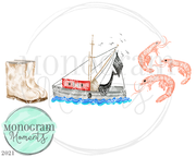 Watercolor Shrimping Trio